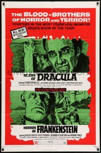 8f413 HORROR OF FRANKENSTEIN/SCARS OF DRACULA 1sh '71 with the blood-brothers of horror & terror!