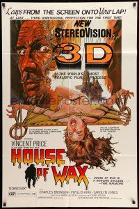 8f419 HOUSE OF WAX 1sh R70s 3-D, Vincent Price, Charles Bronson, monster & sexy girl!