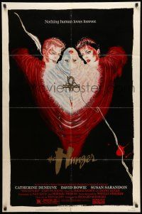 8f425 HUNGER 1sh '83 art of vampire Catherine Deneuve, rocker David Bowie & Susan Sarandon!