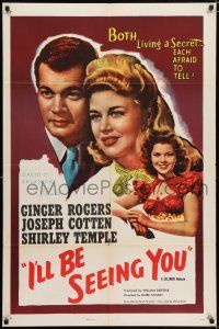 8f436 I'LL BE SEEING YOU 1sh R56 close up of Ginger Rogers, Joseph Cotten & Shirley Temple!