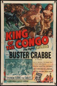 8f481 KING OF THE CONGO chapter 5 1sh '52 Buster Crabbe as The Mighty Thunda, serial, Riding Wild!