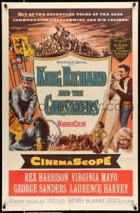 8f482 KING RICHARD & THE CRUSADERS 1sh '54 Rex Harrison, Virginia Mayo, George Sanders, Holy War!