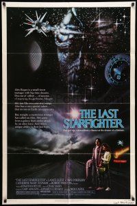 8f496 LAST STARFIGHTER 1sh '84 Lance Guest, great sci-fi art by Charles de Mar!