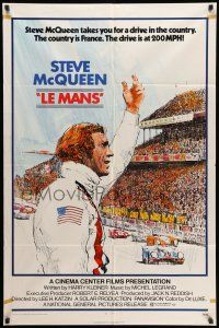 8f502 LE MANS 1sh '71 Tom Jung artwork of race car driver Steve McQueen waving at fans!