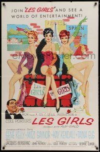 8f505 LES GIRLS 1sh '57 Fernie art of Gene Kelly + sexy Mitzi Gaynor, Kay Kendall & Taina Elg!