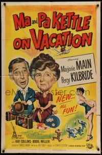 8f529 MA & PA KETTLE ON VACATION 1sh '53 wacky hillbillies Marjorie Main & Percy Kilbride!