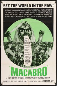 8f530 MACABRO 1sh '66 wild horror documentary, see the forbidden world in the raw!