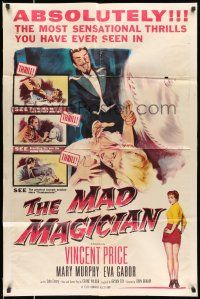 8f533 MAD MAGICIAN 2D 1sh '54 Vincent Price is a crazy magician who performs dangerous tricks!