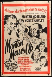 8f546 MANTAN MESSES UP 1sh '48 Moreland, Hawley, Lena Horne, Toddy Pictures, cool & ultra rare!