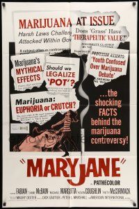 8f552 MARYJANE 1sh '68 AIP, marijuana, drugs, Fabian, Teri Garr, the shocking facts!