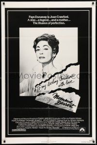 8f570 MOMMIE DEAREST 1sh '81 great portrait of Faye Dunaway as legendary actress Joan Crawford!
