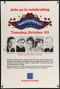 8f587 NATIONAL FILM DAY 1sh '73 images of Charlton Heston, Gregory Peck, Tyson, Beatty, & Lemmon!