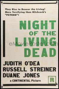 8f598 NIGHT OF THE LIVING DEAD military 1sh '69 George Romero, they devour the living, ultra rare!