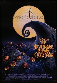 8f599 NIGHTMARE BEFORE CHRISTMAS DS 1sh '93 Tim Burton, Disney, great Halloween horror image!