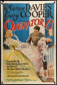 8f618 OPERATOR 13 style D 1sh '34 stone litho of Gary Cooper, Marion Davies & Parker in Civil War!