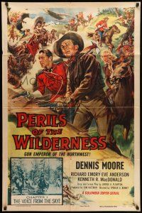 8f636 PERILS OF THE WILDERNESS chapter 1 1sh '55 Gordon Bennet serial, The Voice from the Sky!