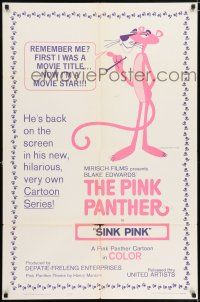 8f645 PINK PANTHER 1sh '65 Friz Freleng & Hawley Pratt directed cartoon, Sink Pink!