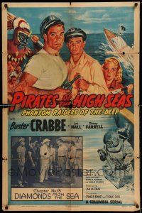 8f649 PIRATES OF THE HIGH SEAS chapter 15 1sh '50 Buster Crabbe serial, Diamonds from the Sea!