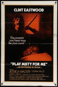 8f652 PLAY MISTY FOR ME 1sh '71 classic Clint Eastwood, Jessica Walter, invitation to terror!