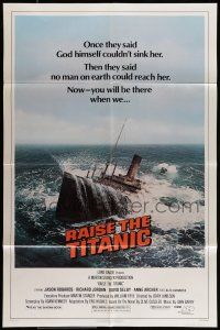 8f689 RAISE THE TITANIC 1sh '80 cool image of ship being pulled from the depths of the ocean!
