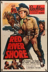 8f694 RED RIVER SHORE 1sh '53 cool full-length artwork of cowboy Rex Allen pointing gun!