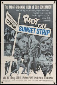 8f715 RIOT ON SUNSET STRIP 1sh '67 hippies with too-tight capris, crazy pot-partygoers!