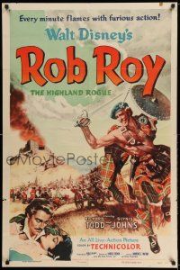 8f720 ROB ROY style A 1sh '54 Disney, art of Richard Todd as The Scottish Highland Rogue!