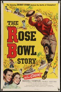 8f726 ROSE BOWL STORY 1sh '52 Vera Miles, football quarterback Marshall Thompson in uniform!