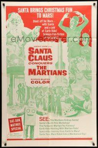 8f739 SANTA CLAUS CONQUERS THE MARTIANS 1sh '64 wacky fantasy, aliens, robots, Santa & Pia Zadora!