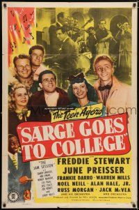 8f740 SARGE GOES TO COLLEGE 1sh '47 Frankie Darro, Noel Neill, Alan Hale Jr., The Teen Agers