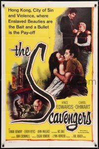 8f747 SCAVENGERS 1sh '59 Vince Edwards & sexy Carol Ohmart in Hong Kong!