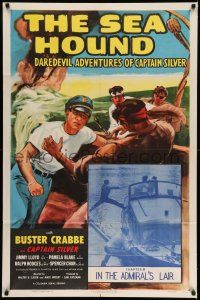 8f753 SEA HOUND chapter 8 1sh R55 artwork of Buster Crabbe as Captain Silver, Spanish Gold!