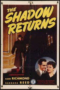 8f772 SHADOW RETURNS 1sh '46 Kane Richmond in the title role, Barbara Reed, cool noir image!
