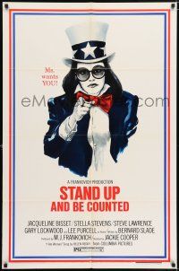 8f825 STAND UP & BE COUNTED style B 1sh '72 women's lib comedy, artwork of female Uncle Sam!
