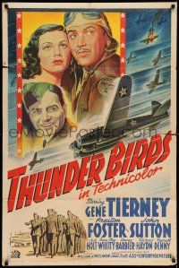 8f897 THUNDER BIRDS 1sh '42 great art of Gene Tierney, Preston Foster & John Sutton in WWII!