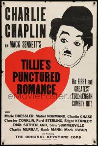 8f900 TILLIE'S PUNCTURED ROMANCE 1sh R40s Charlie Chaplin in his 1st full-length comedy hit!