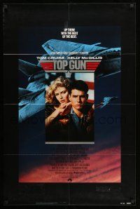 8f912 TOP GUN 1sh '86 great image of Tom Cruise & Kelly McGillis, Navy fighter jets!