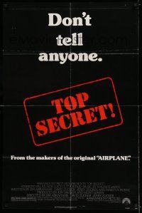 8f913 TOP SECRET 1sh '84 Val Kilmer in Zucker Bros. James Bond spy spoof!