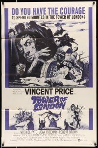 8f915 TOWER OF LONDON 1sh '62 Vincent Price, Roger Corman, montage of horror artwork!