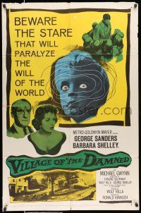 8f938 VILLAGE OF THE DAMNED 1sh '60 beware the stare that will paralyze the will of the world!