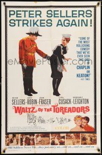 8f947 WALTZ OF THE TOREADORS 1sh '62 wacky image of Peter Sellers pinching maid!