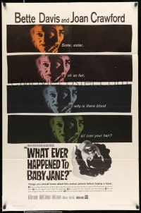 8f955 WHAT EVER HAPPENED TO BABY JANE? 1sh '62 Aldrich, scariest Bette Davis & Joan Crawford!
