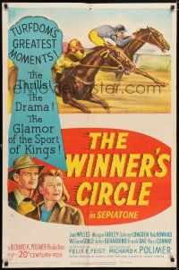 8f973 WINNER'S CIRCLE 1sh '48 the first person view of the life of a race horse, cool stone litho!