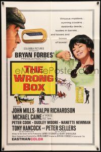 8f985 WRONG BOX 1sh '66 Michael Caine looks through mail slot at pretty girl, English sex!