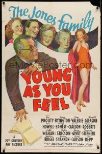 8f990 YOUNG AS YOU FEEL 1sh '40 The Jones Family, Jed Prouty, Spring Byington!