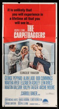 8g638 CARPETBAGGERS 3sh '64 Carroll Baker biting George Peppard's hand on book page!