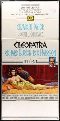 8g646 CLEOPATRA roadshow 3sh '63 Elizabeth Taylor, Richard Burton, Rex Harrison, Terpning art