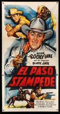 8g675 EL PASO STAMPEDE 3sh '53 cool art of cowboy Allan Rocky Lane & his stallion Black Jack!