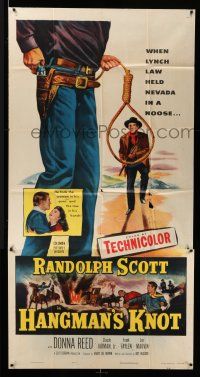 8g721 HANGMAN'S KNOT 3sh '52 cool image of Randolph Scott by noose & embracing Donna Reed!
