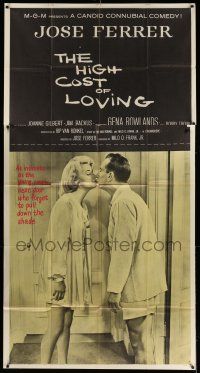 8g730 HIGH COST OF LOVING 3sh '58 great romantic image of Gena Rowlands & Jose Ferrer kissing!